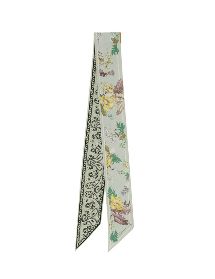 Zimmermann Scarves Printed Silk Ribbon Scarf Mint Tropical Floral 8211 Women