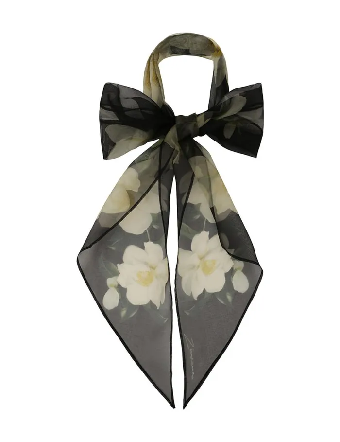 Zimmermann Scarves Silk Organza Neck Scarf Black Magnolia 8211 Women