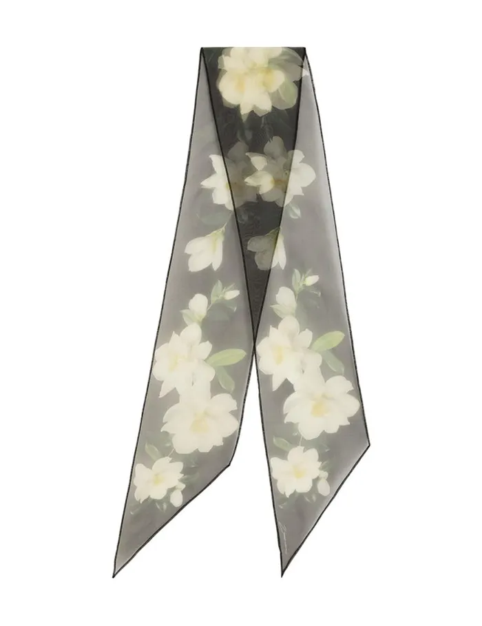 Zimmermann Scarves Silk Organza Neck Scarf Black Magnolia 8211 Women