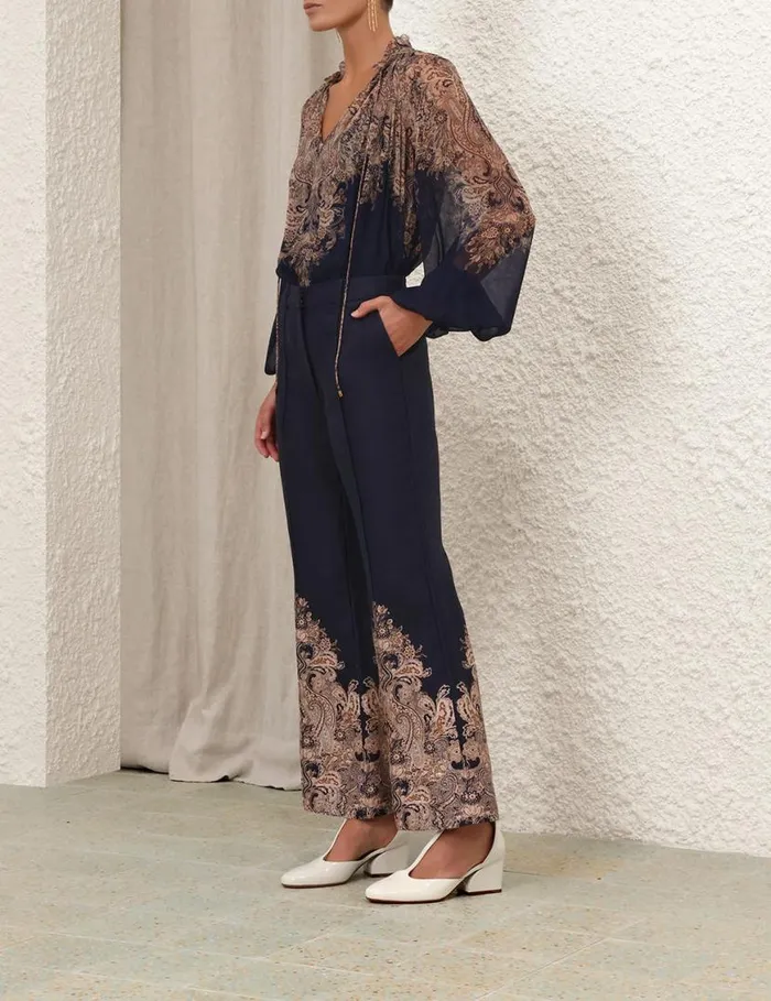 Zimmermann Shorts and Pants Natura Flare Pant Navy Paisley 8211 Women
