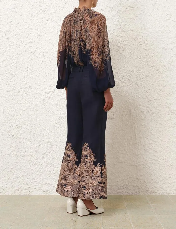 Zimmermann Shorts and Pants Natura Flare Pant Navy Paisley 8211 Women