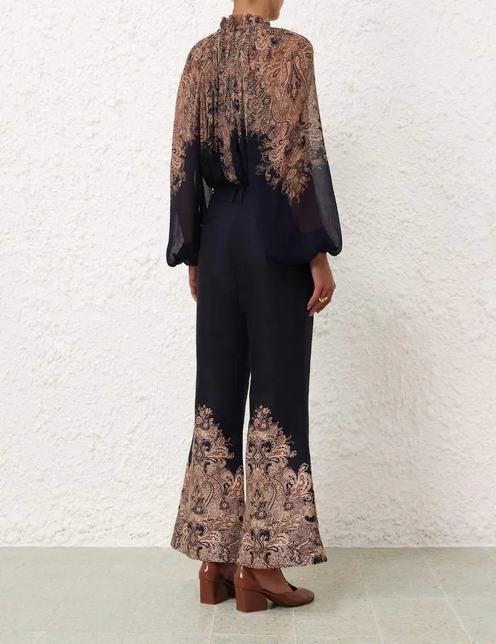 Zimmermann Shorts and Pants Natura Flare Pant Navy Paisley 8211 Women