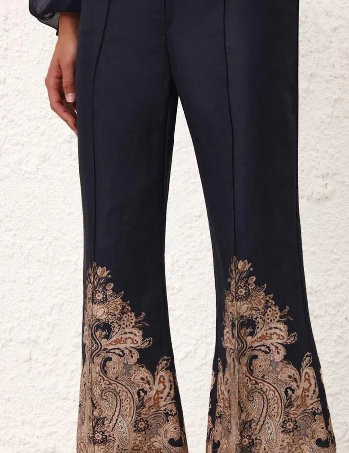 Zimmermann Shorts and Pants Natura Flare Pant Navy Paisley 8211 Women