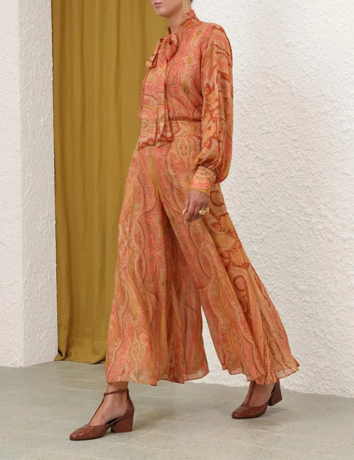Zimmermann Shorts and Pants Tranquillity Flared Culottes Red Paisley 8211 Women