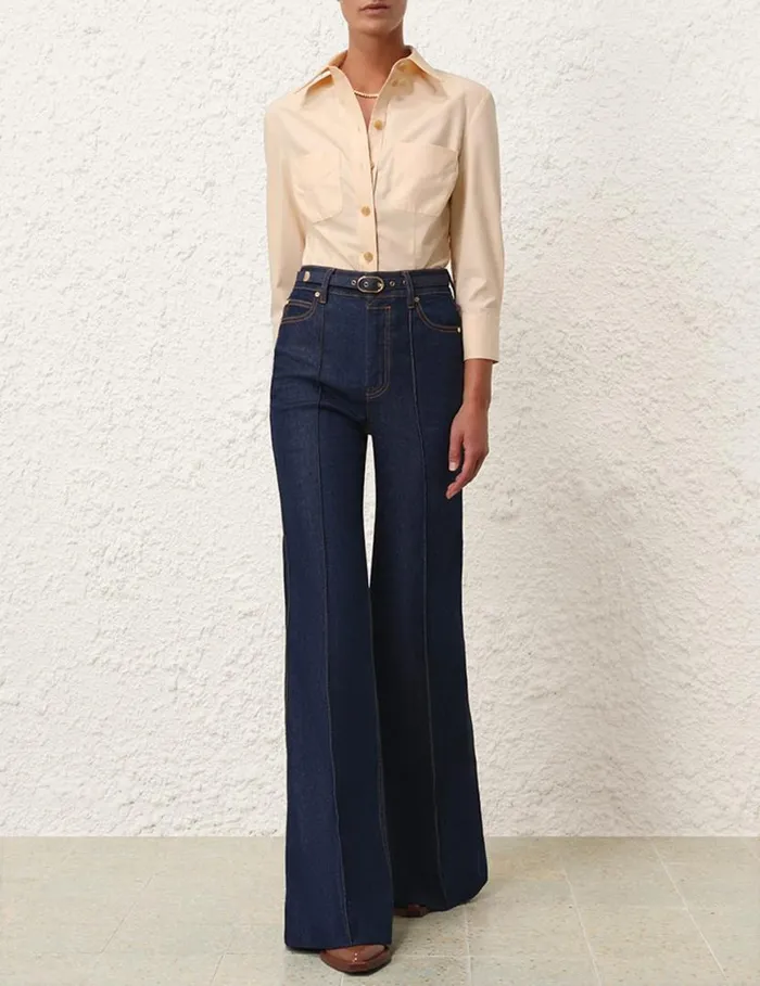Zimmermann Shorts and Pants Wide Leg Jean Ink 8211 Women