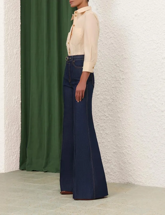 Zimmermann Shorts and Pants Wide Leg Jean Ink 8211 Women