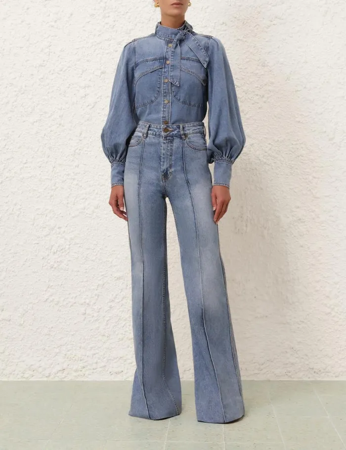 Zimmermann Shorts and Pants Wide Leg Jean Poseidon Blue 8211 Women