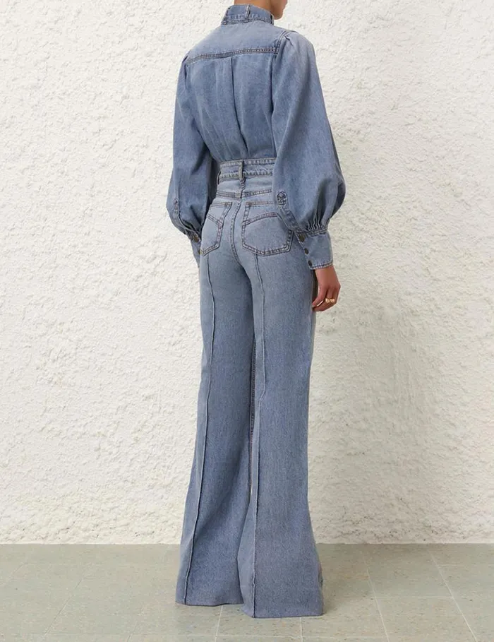 Zimmermann Shorts and Pants Wide Leg Jean Poseidon Blue 8211 Women