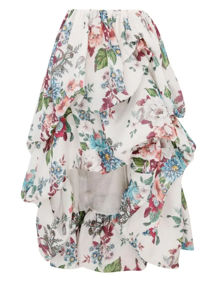 Zimmermann Skirts Matchmaker Drape Skirt Ivory Barkcloth Print 8211 Women