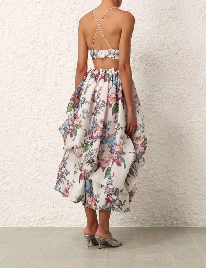 Zimmermann Skirts Matchmaker Drape Skirt Ivory Barkcloth Print 8211 Women