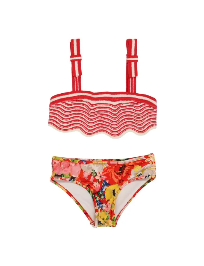 Zimmermann Swimwear Alight Crochet Wave Bikini Red Floral 8211 Kids