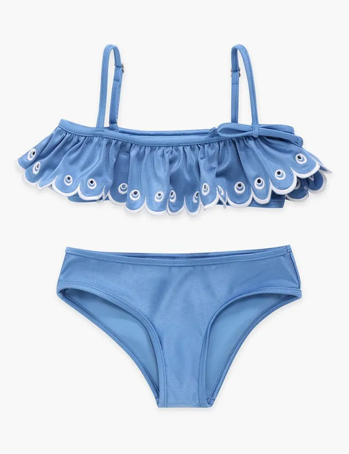 Zimmermann Swimwear Junie Embroidery Frill Bikini Blue 8211 Kids