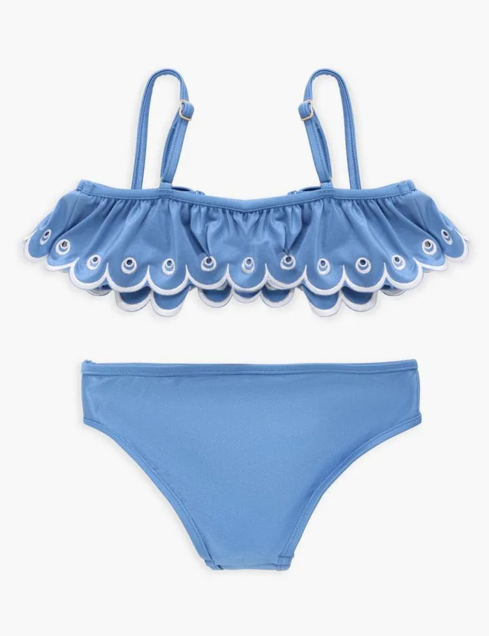 Zimmermann Swimwear Junie Embroidery Frill Bikini Blue 8211 Kids