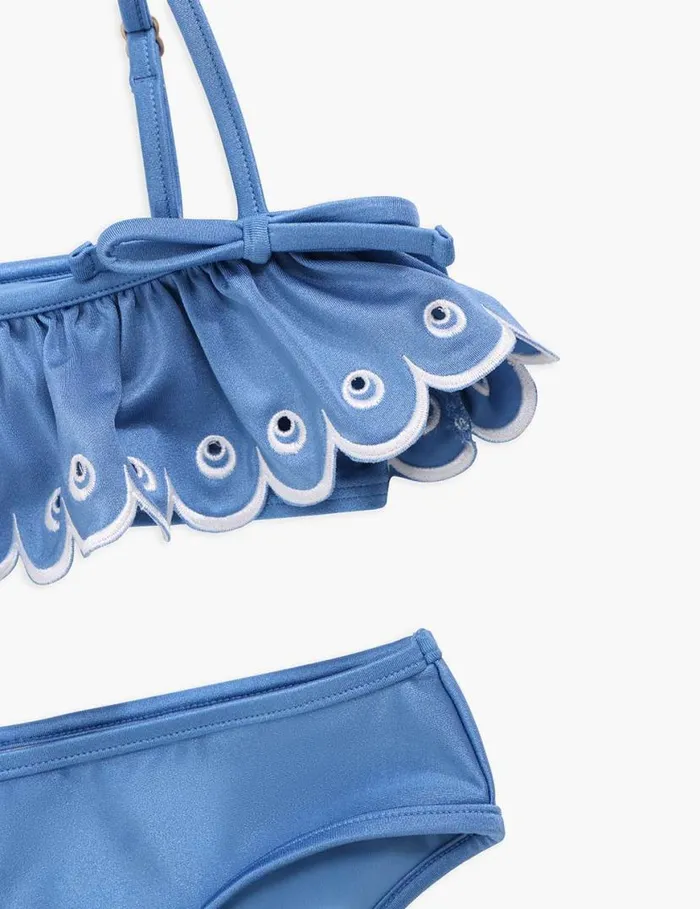 Zimmermann Swimwear Junie Embroidery Frill Bikini Blue 8211 Kids
