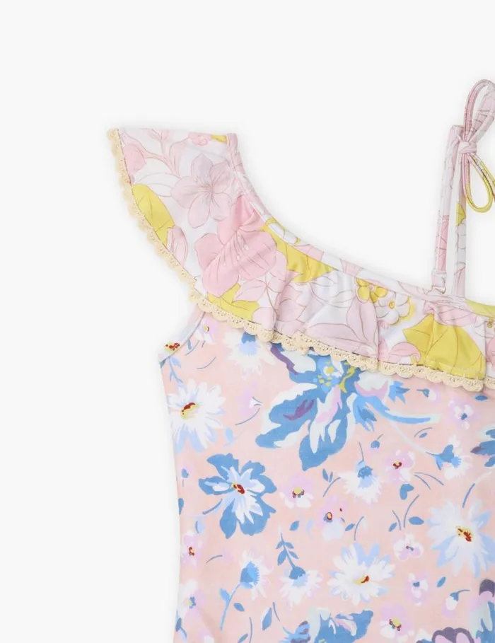 Zimmermann Swimwear Pop Trim Frill 1PC Pinkblue Floral 8211 Kids