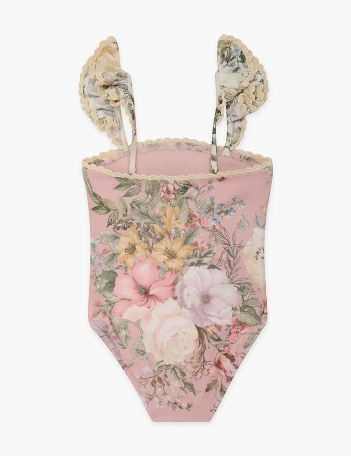 Zimmermann Swimwear Waverly Trim Bandeau 1PC Pink Floral 8211 Kids