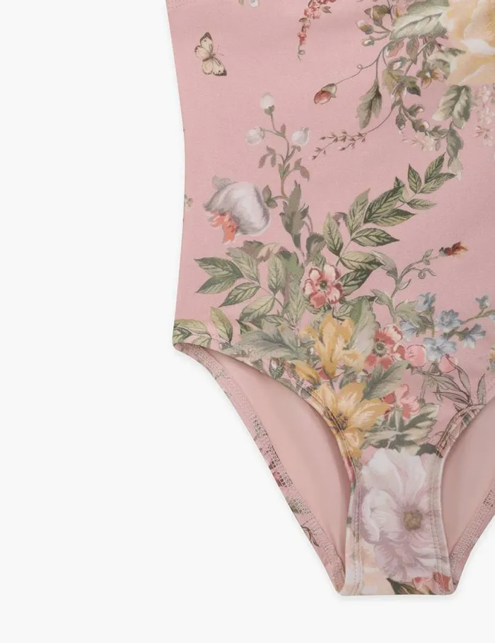 Zimmermann Swimwear Waverly Trim Bandeau 1PC Pink Floral 8211 Kids