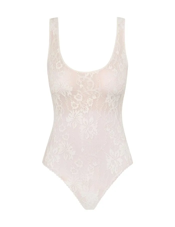 Zimmermann Tops Lace Scoop Bodysuit Cream 8211 Women