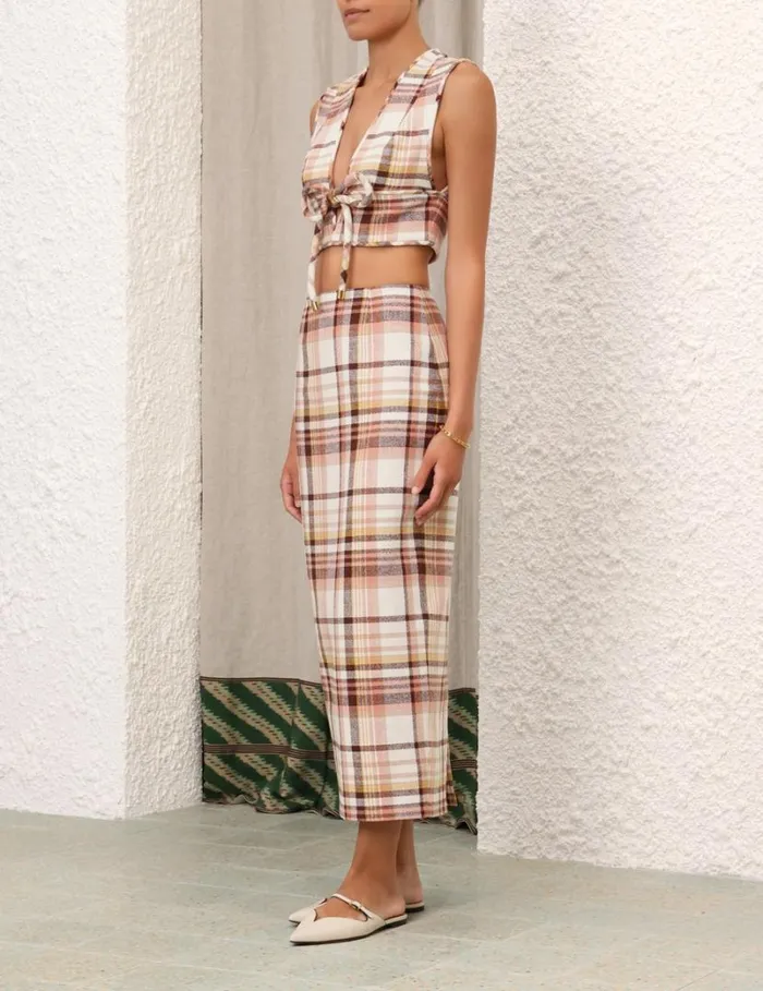 Zimmermann Tops Matchmaker Check Bow Bodice Cream Check 8211 Women