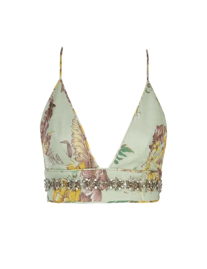 Zimmermann Tops Matchmaker Embellished Bra Mint Tropical Floral 8211 Women