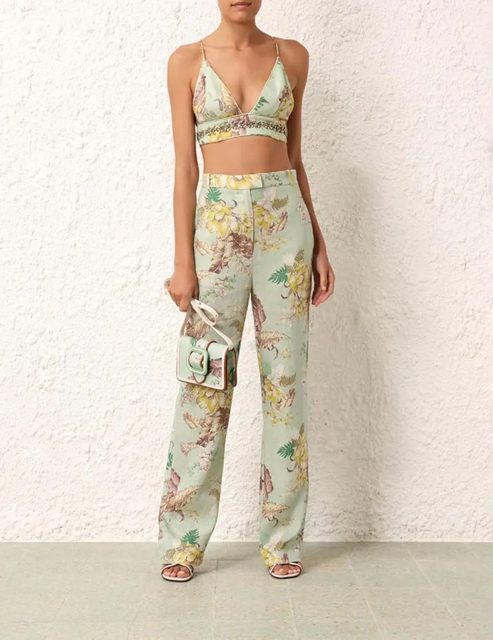 Zimmermann Tops Matchmaker Embellished Bra Mint Tropical Floral 8211 Women