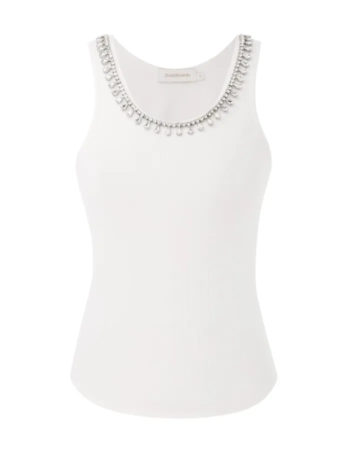 Zimmermann Tops Matchmaker Embellished Tank Ivory 8211 Women
