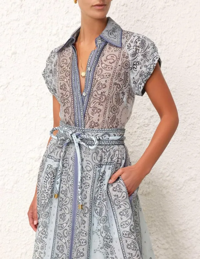 Zimmermann Tops Matchmaker Fitted Blouse Blue Bandana 8211 Women