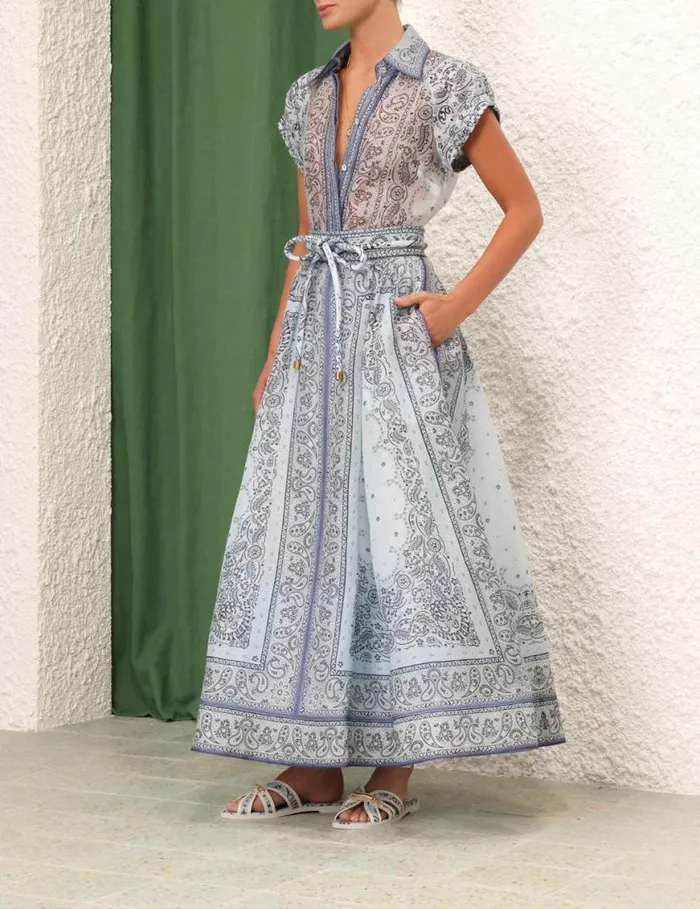 Zimmermann Tops Matchmaker Fitted Blouse Blue Bandana 8211 Women