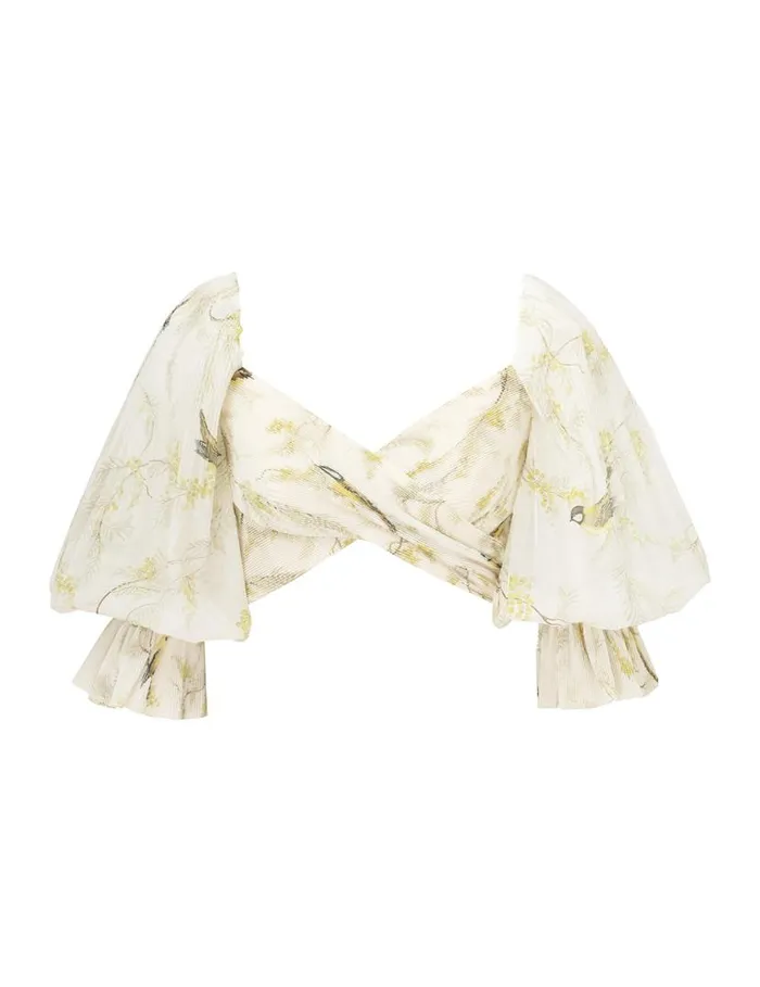 Zimmermann Tops Pleated Bodice Acacia Birds 8211 Women
