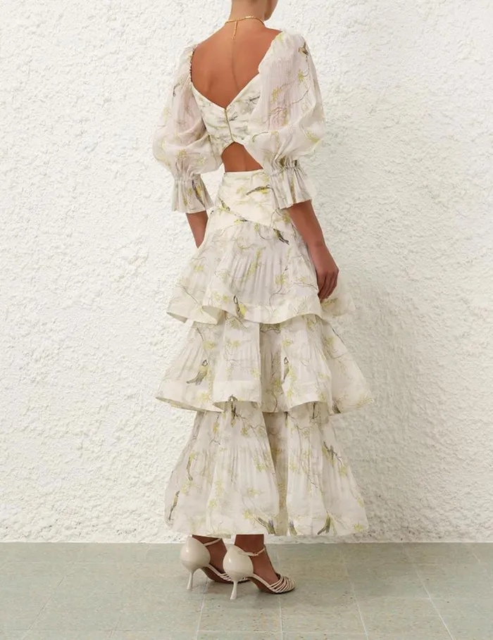 Zimmermann Tops Pleated Bodice Acacia Birds 8211 Women