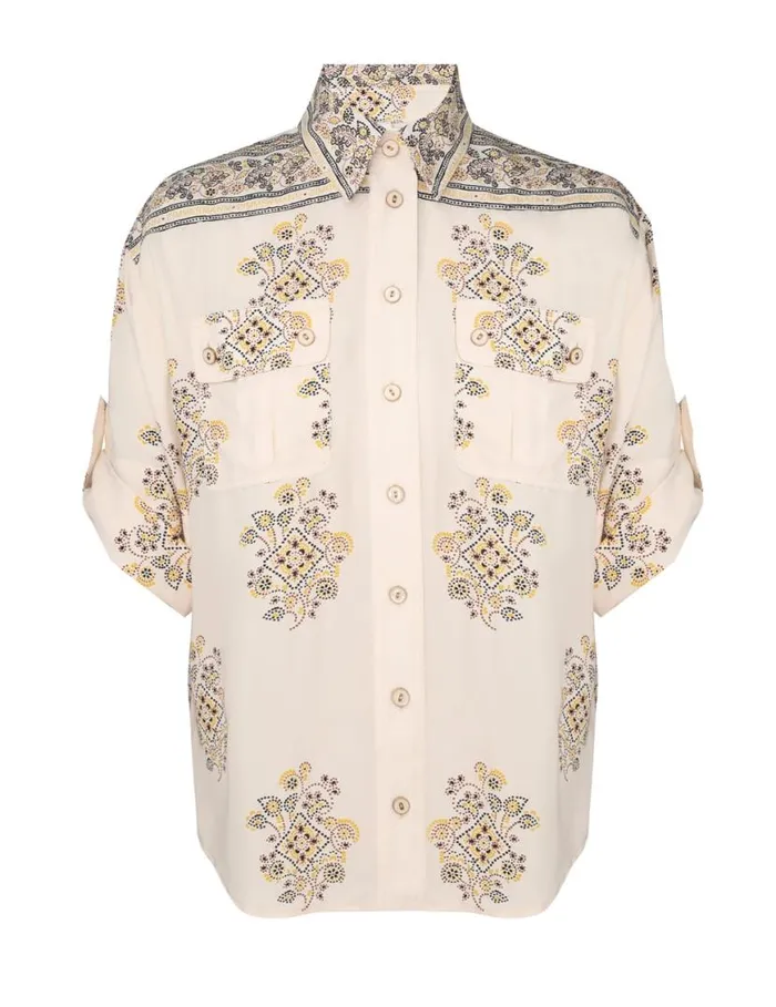 Zimmermann Tops Safari Shirt Utility Dot Lemon 8211 Women