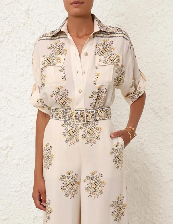 Zimmermann Tops Safari Shirt Utility Dot Lemon 8211 Women