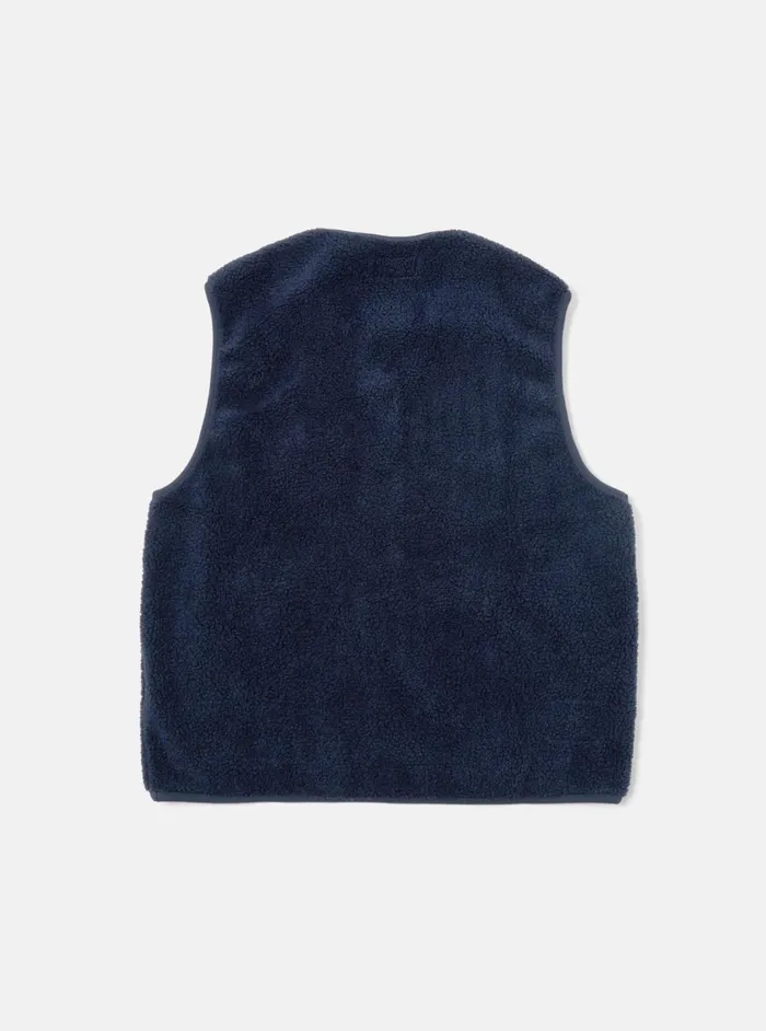 Zip Gilet In Navy Mountain Fleece Men Universal Works Fleece