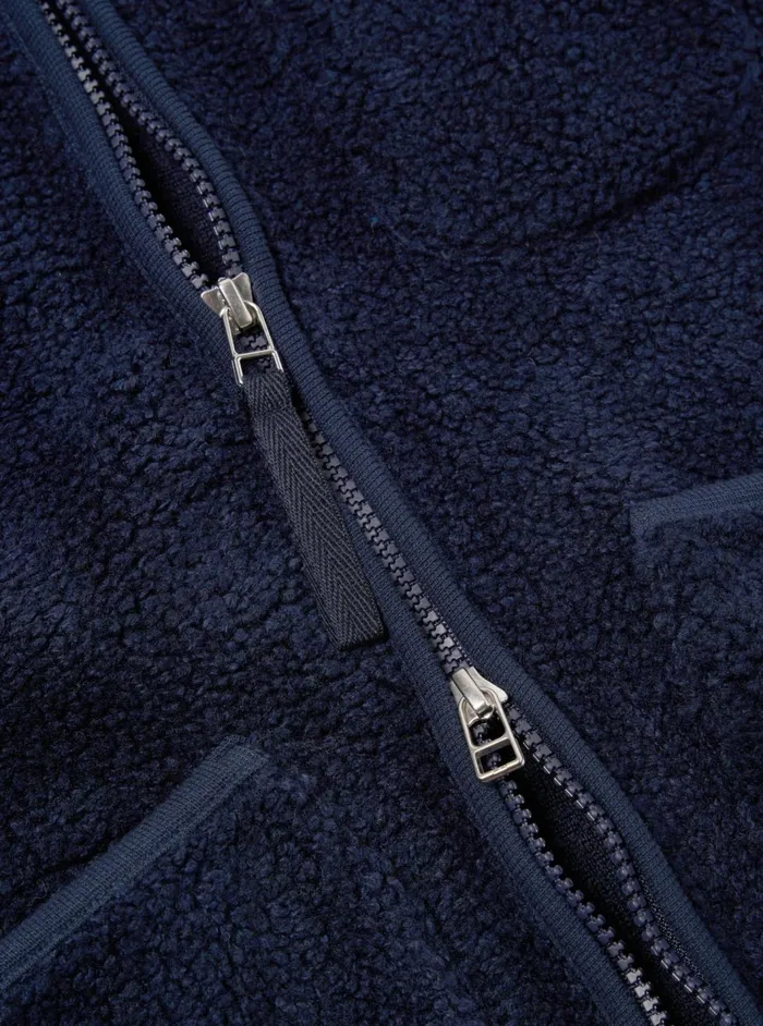 Zip Gilet In Navy Mountain Fleece Men Universal Works Fleece