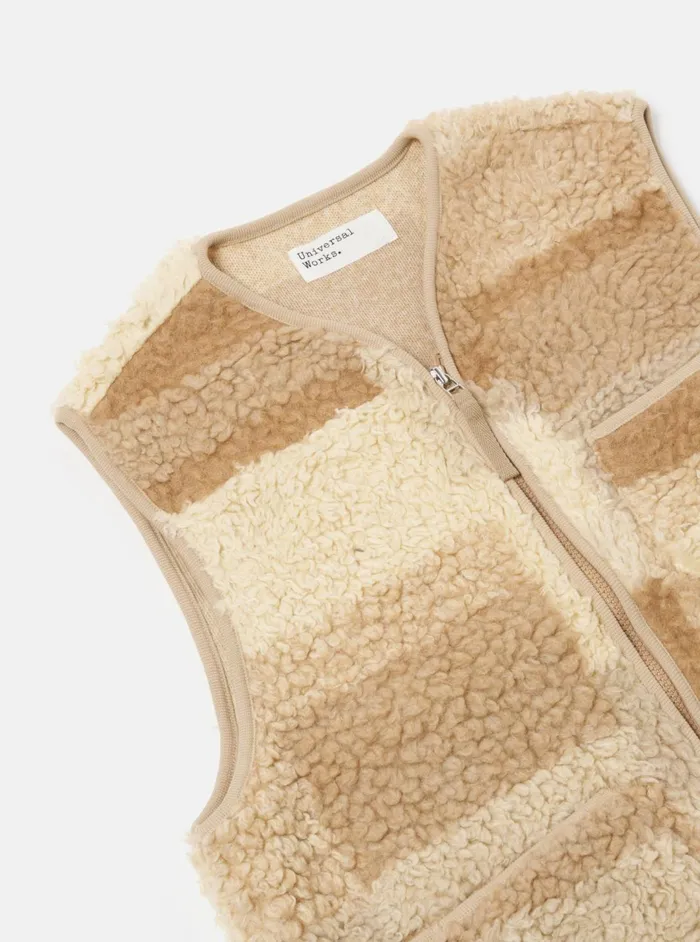 Zip Gilet In Sand Patchwork Fleece Men Universal Works Fleece